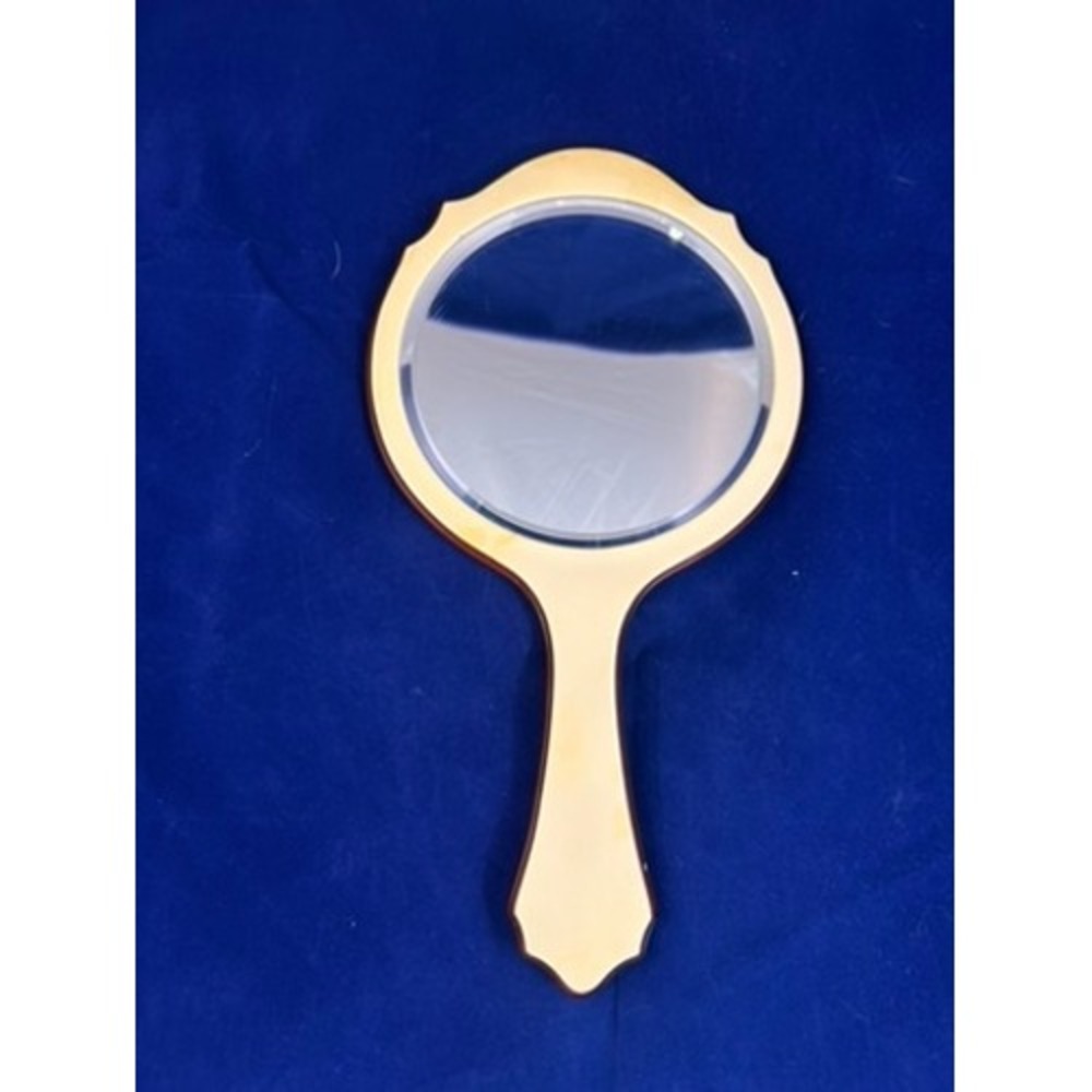 Vintage 1940s Butterscotch Lucite Hand Mirror Scalloped Vanity Art Deco - Picture 3 of 6